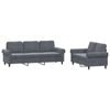 vidaXL Sofa Set with Cushions 2-Seater Sofa Couch 2 Piece Dark Grey Velvet