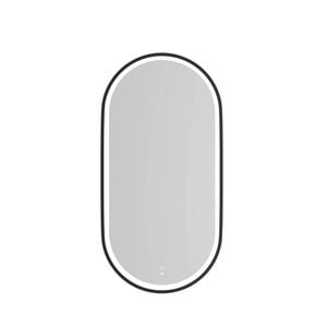 Attica 900 x 450mm Matte Black Framed Oval LED Mirror