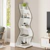Oakory 160cm 5-tier Corner Shelf With Adjustable Shelves In White And Seagrass Finish