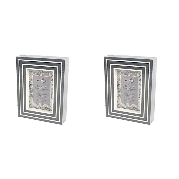 6pc Unigift Trinity 10X15cm Photo Frame Grey And White