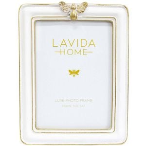 LVD Resin Bee Photo/Picture Frame 5x7 16x1.5x21cm Crisp White/Gold