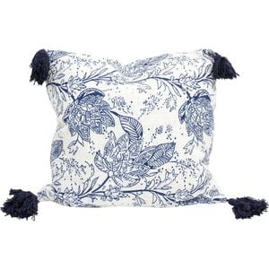 LVD Ornamental 100% Cotton Decorative Home Cushion 50x50cm Blue/White