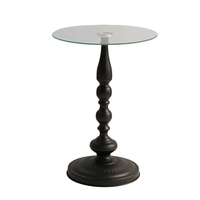 Lifebay Corner Table Round Minimalist Side Table (Black)