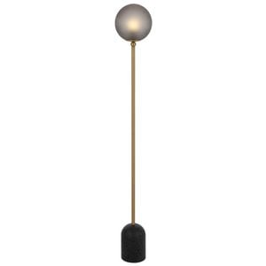 Telbix Gina Modern Standing Floor Lamp Light Travertine Glass Metal Black Dark Antique Brass Smoke Matte