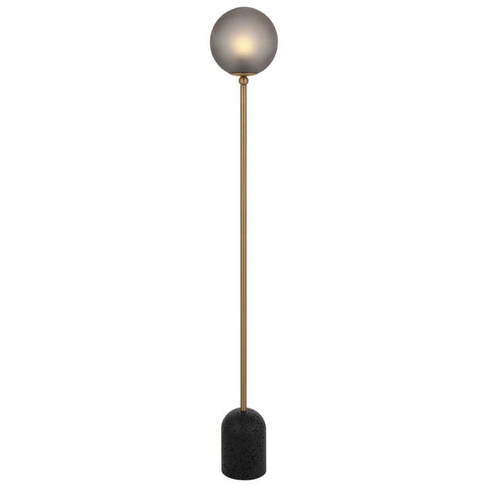 Telbix Gina Modern Standing Floor Lamp Light Travertine Glass Metal Black Dark Antique Brass Smoke Matte