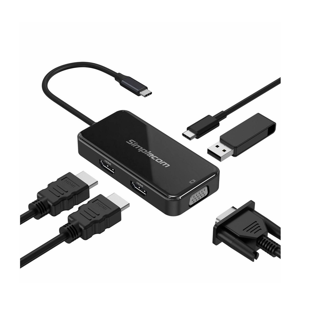 Simplecom DA451 5-in-1 USB-C Multiport Adapter MST Hub with VGA and ...