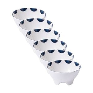 6PK Prepara Taco Prep Bowl Coastal Stripe Kitchenware Melamine - White/Blue