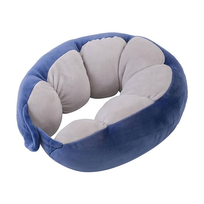 Catzon Adjustable Travel Pillow Extra Soft Neck Support Cushion-Navy Blue