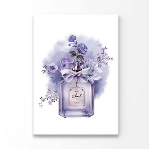 Purple Flowers and Fashion Bottle Print 100% Australian Made 90x120cm (Stretched Canvas)