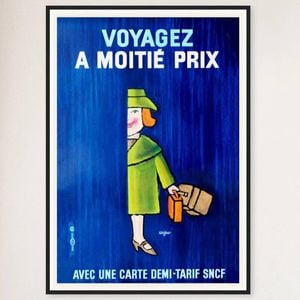 Galrie Voyagez A Moitie Prix SNCF - French Vintage Advertising Poster, Black Frame, A4 21 x 30cm (8 x 12inch)