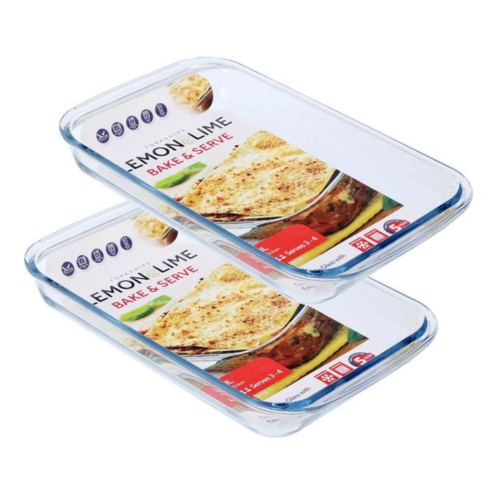 2PK Lemon & Lime Yorkshire Glass Bakeware 3L 39X23.5X5cm