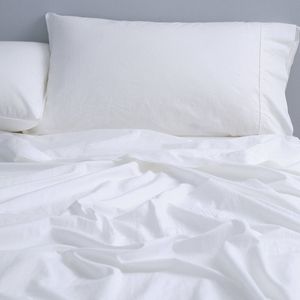 Canningvale Vintage Softwash Size Single 100% Cotton Bedding Sheet Set White