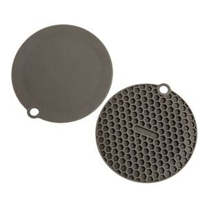 2pc Progressive 14cm Mini Multi Mat Silicone Coaster Set Round Charcoal Grey