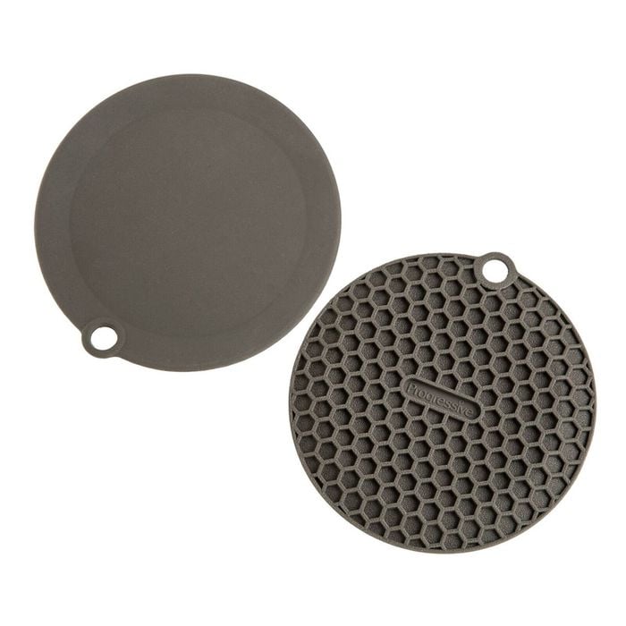 2pc Progressive 14cm Mini Multi Mat Silicone Coaster Set Round Charcoal Grey