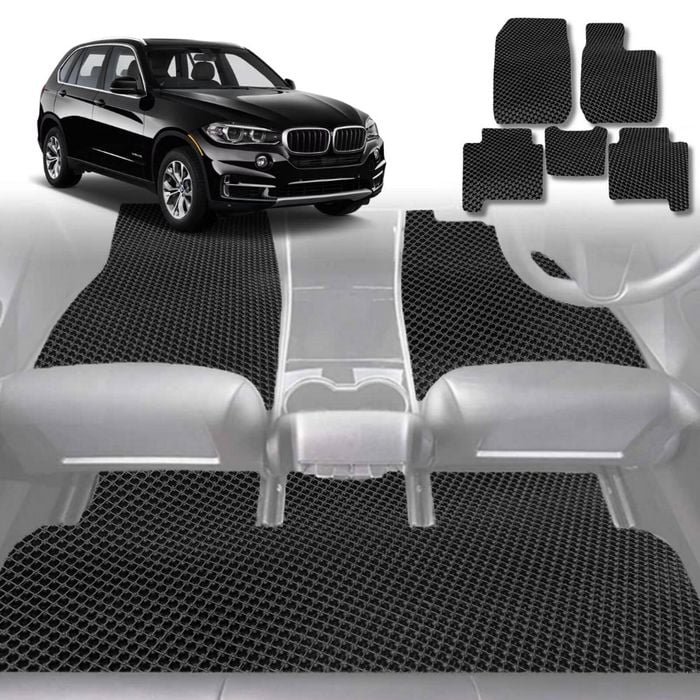 6D Diamond Car Floor Mats for BMW X5 2018-Current-Full Set-Black-Outback GT
