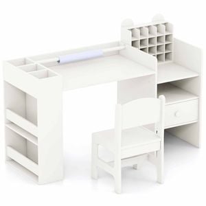 Costway Kid Art Table & Chair Set Study Desk Painting Activity Table