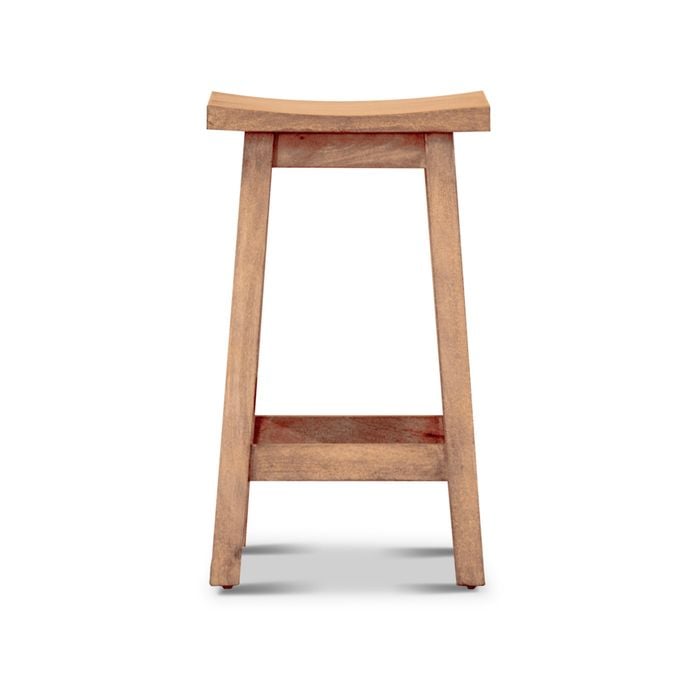 Kyoto Kitchen Bar Stool Scandinavian Style Hard Mango Wood Dining Counter Chair - Honey Wash