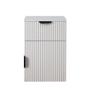 European Cabinetry Fluted Pull Black Porto Bedside Table White