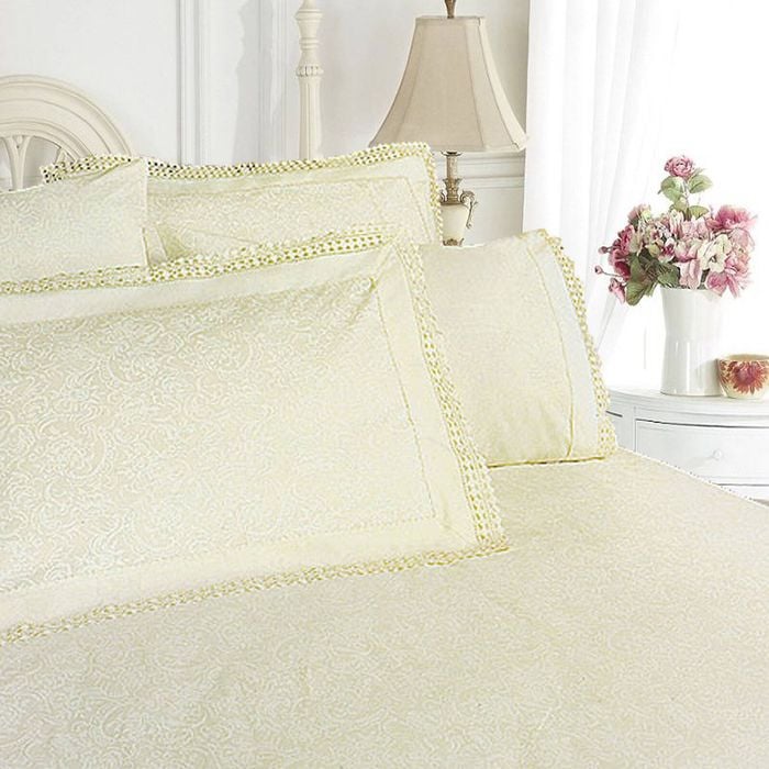 Shangri La Broderie Anglaise Sheet Set Cream Double