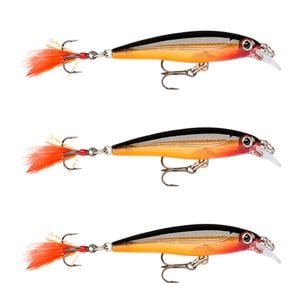 3x Rapala 6cm X Rap Jerkbait/Slashbait Hard Body Fishing Lures - Gold