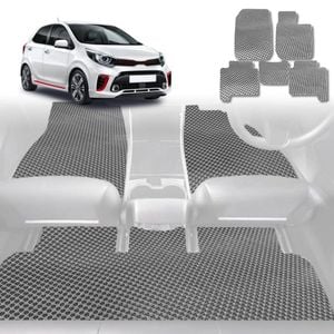 6D Diamond Car Floor Mats for Kia Picanto 2017-Current-Full Set-Grey-Outback GT