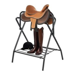 VEVOR Folding Saddle Rack Black Freestanding Heavy Duty Steel for Tack Storage