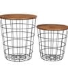 Yes4homes Vintage Round Coffee Tables Set Of 2 Brown And Black