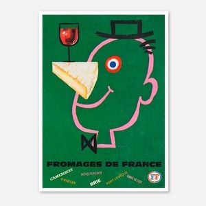 Galrie Vintage French Cheese Art Print by Seguin - Celebrate French Cheese Culture, Poster Only, 70 x 100cm (28 x 40inch)