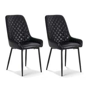 1 Set of 2 Artiss Dining Chairs PU Leather Black