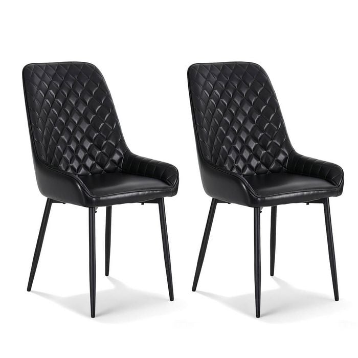 1 Set of 2 Artiss Dining Chairs PU Leather Black