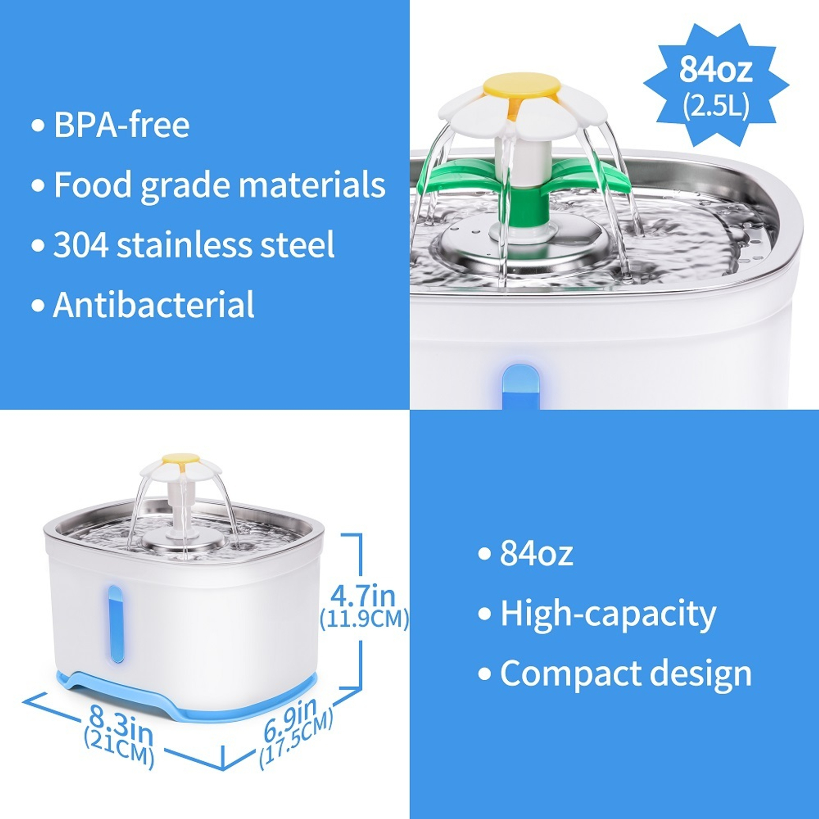 YES4PETS 2.5L Automatic Electric Pet Water Fountain Dog Cat Water Feeder Bowl Dispenser Bunnings Australia