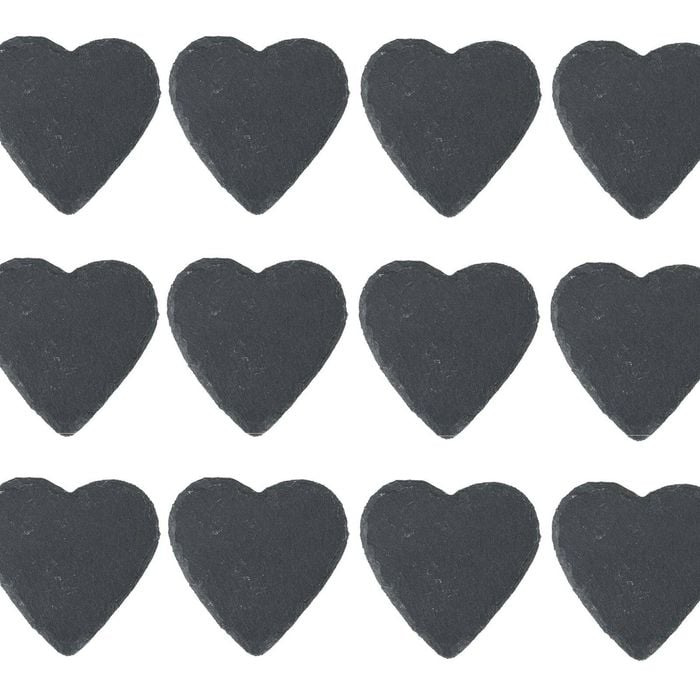 Heart Shaped Natural Slate Drinks Coasters - Set Of 12