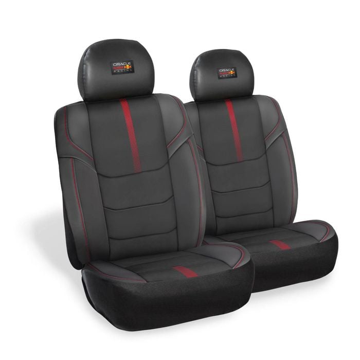 Red Bull Racing Leather Look Black Front Car Seat Covers Universal Fit
