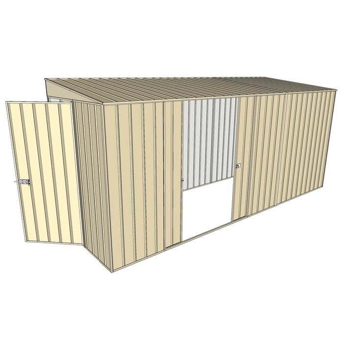 Build-a-Shed 1.5 x 4.5 x 2m Double Sliding Side Door Skillion Shed - Cream