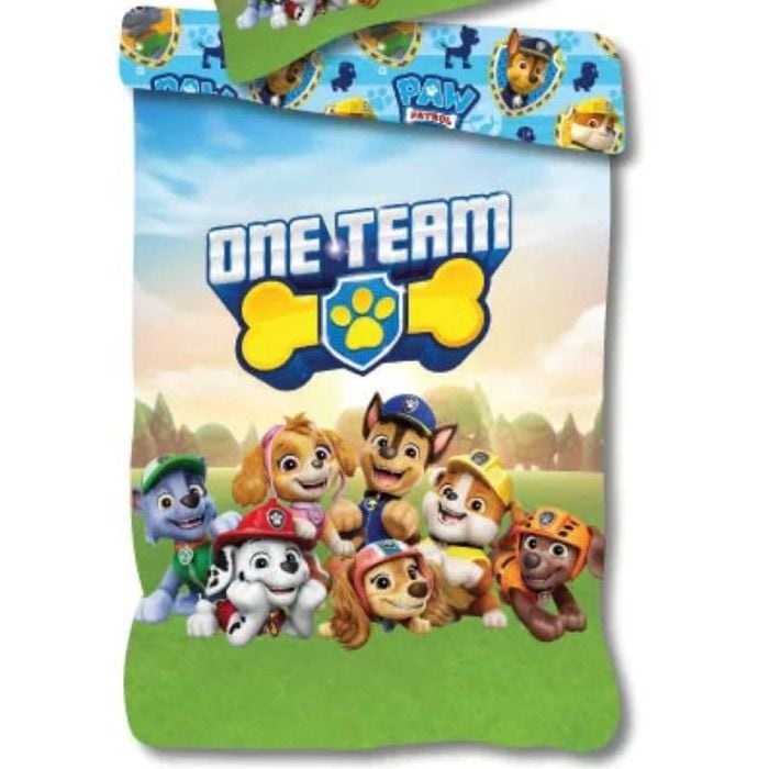 Paw Patrol One Team Cotton Quilt Cover Set - Toddler Bed Size