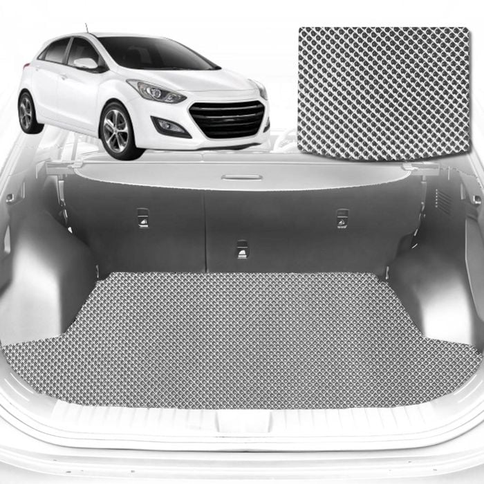6D Diamond Car Boot Mat for Hyundai i30 (GD)2012-2016-Cargo Mat-Grey-Outback GT