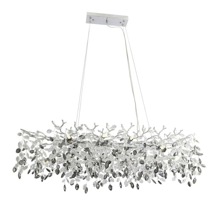 Telbix Molena Modern Pendant Hanging Lamp Light Aluminium Crystal Chrome Smoke Clear Gloss