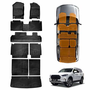 3d Floor Mats Boot Liners Set For Ldv D90 2017-2024 All Weather Heavy Duty Kick Back Seat Protector Cover 3 Pcs Trunk Cargo