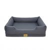 P&P Gray Beige Orthopedic Bolster Dog Bed with Washable Cover and Non Slip Paw Print Base XL