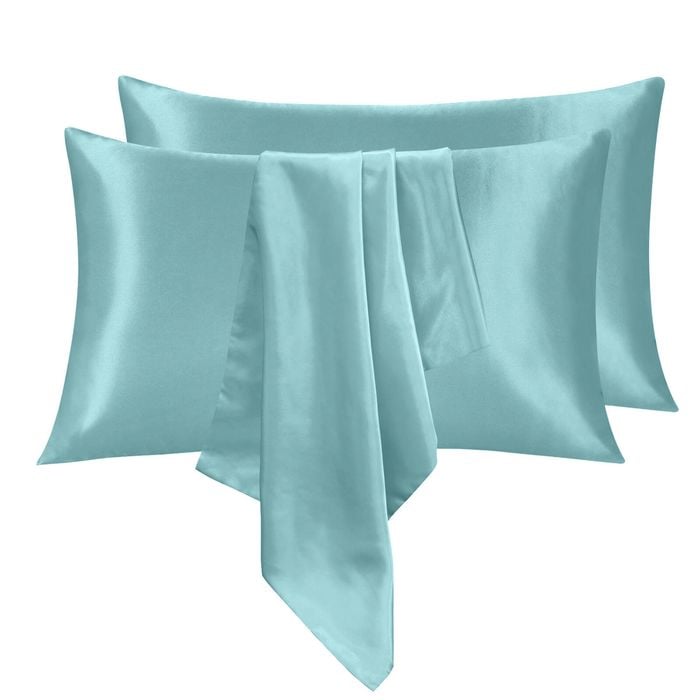 LINENOVA 2PCS 100% Mulberry Silk Pillow Cases Genuine Silk Pillowcases - Haze Blue