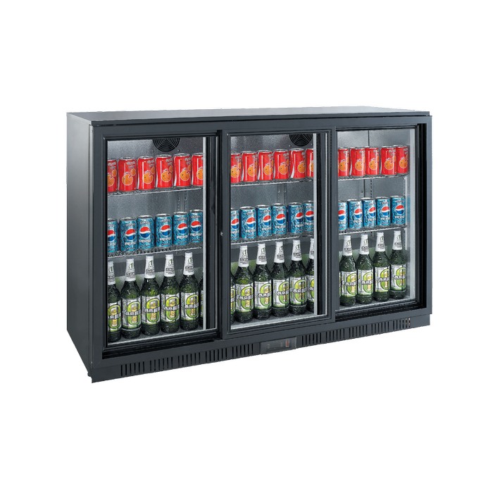 Exquisite Three Sliding Doors Backbar Display Refrigerators 835mm Height
