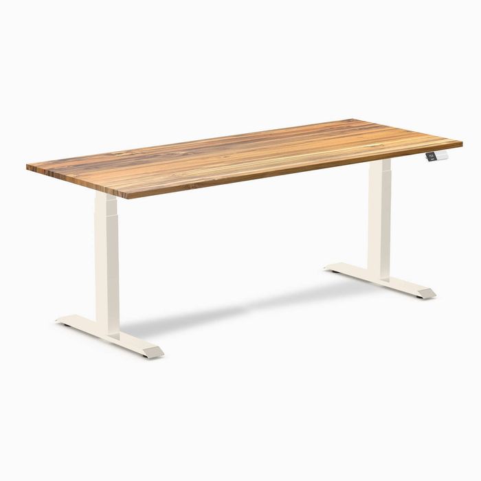 Desky Dual Hardwood Sit Stand Desk Wheat Frame 180cm