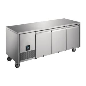 Polar Triple Door Counter Freezer U-series Premium Stainless Steel 420ltr 1885x660x850mm Commercial Kitchen Storage