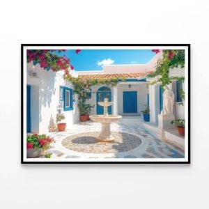 Courtyard & a Statue of a Woman  Print 100% Australian Made 120x90cm  (Poster)