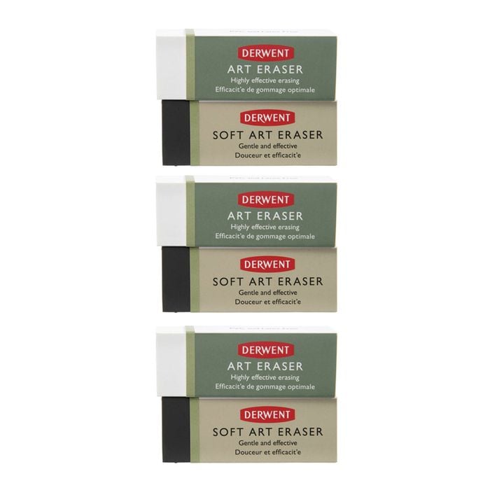 6pc Derwent Art And Soft Art Dual Eraser Blister Set Black/White