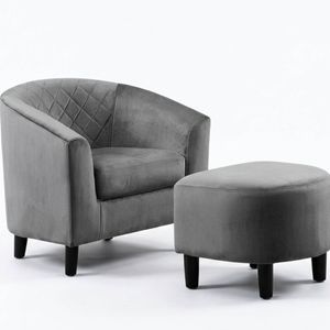 Cambia Tub Chair with Ottoman Velvet - Dark Grey