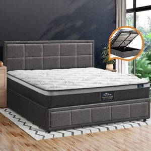 Oikiture Bed Frame Double Gas Lift Storage Mattress Beds Grey BOSS