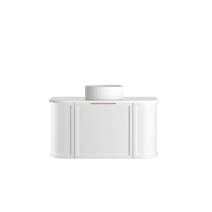 Attica 900mm White Matte Bentwood Heritage Curved Vanity With Pure White Top