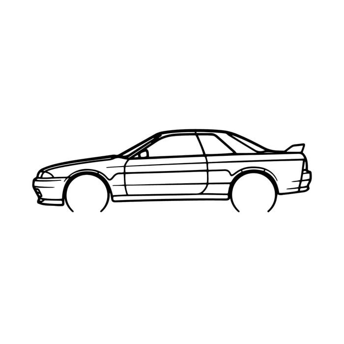 Ignite Laser Nissan R32 Skyline Silhouette Metal Wall Art Rustic Metal 15.7inch/40cm