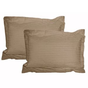 Accessorize 325TC Pair of Stripe Jumbo / Queen Pillowcases 55 cm x 80 cm Mocha
